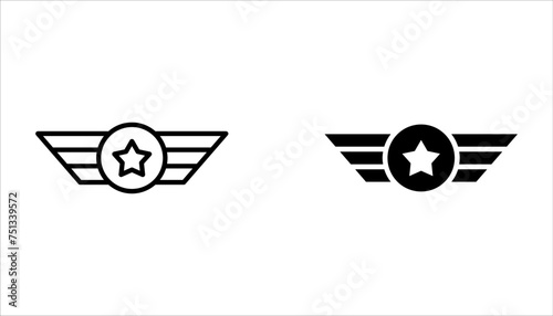 Military reward medal line icon set, outline vector sign, linear style pictogram isolated on white background
