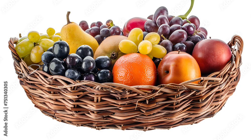Basket with fruit isolated on white background. Clipping path included. Basket with fruit isolated on white background. Clipping path included.
