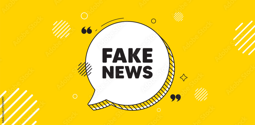 Naklejka premium Fake news tag. Chat speech bubble banner. Media newspaper sign. Daily information symbol. Fake news chat message. Speech bubble yellow banner. Text balloon. Vector