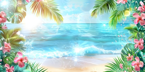 tropical background with palm trees