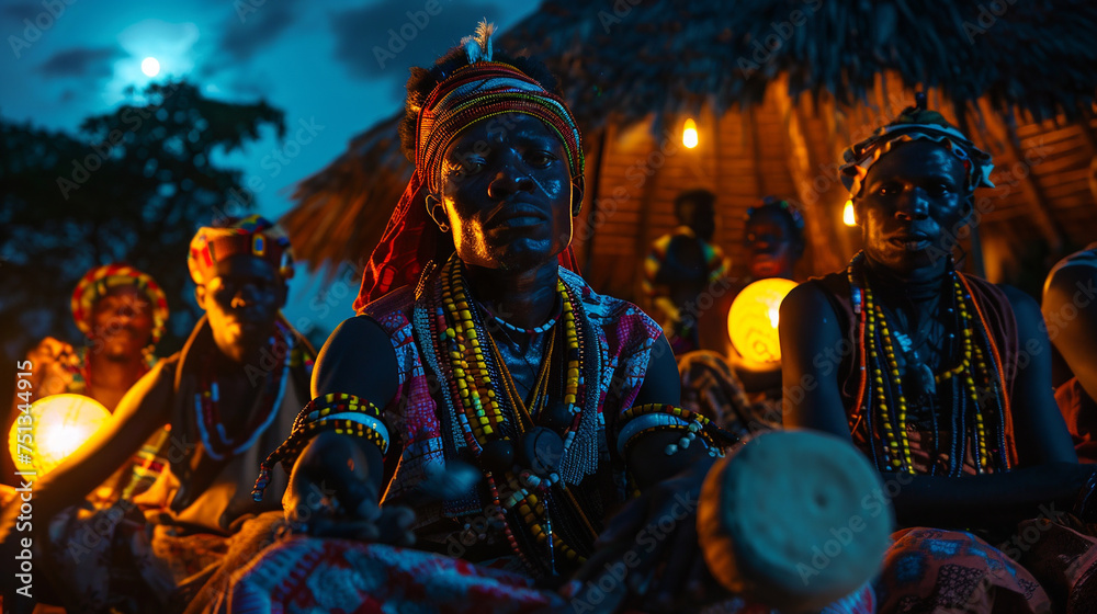 African people playing on drums. African people playing on drums.