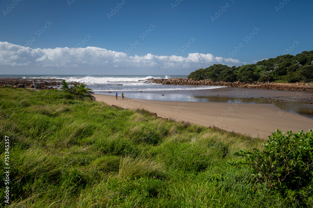 The Wild Coast, known also as the Transkei, is a 250 Kilometre long stretch of tropical beach rocky shores waterfalls and steamy jungle or coastal forests. The rugged and unspoiled Coastline that stre
