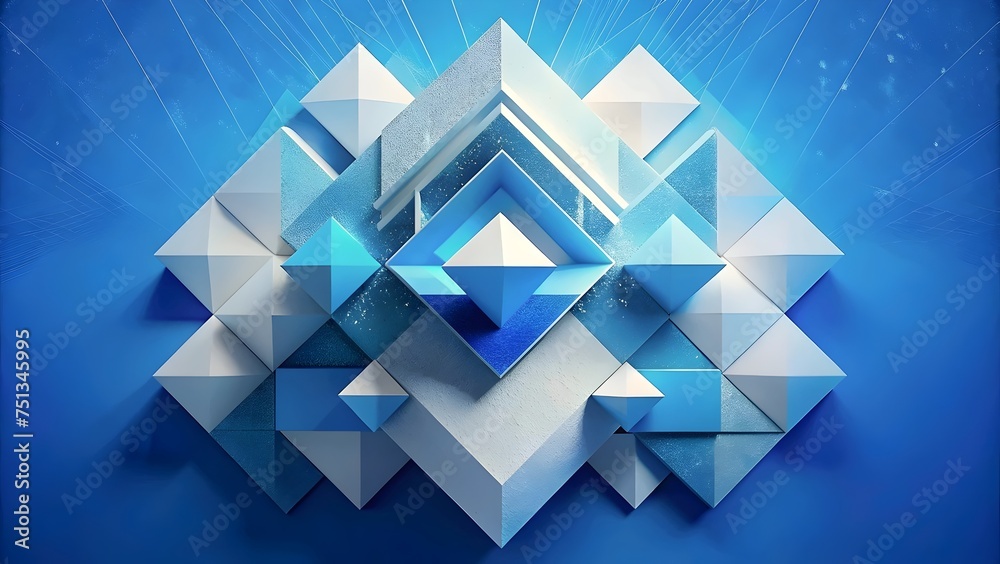 Obraz premium Abstract Geometric Blue and White Composition