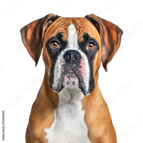 Close Up of Boxer Dog on White Background