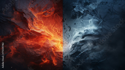 Ice and fire combine the abstract background in harmony 