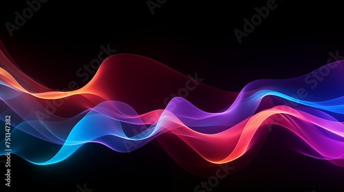 Music wave. Sound waves equalizer in futuristic colors. Frequency audio waveform on black background photo