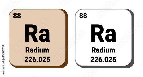 Ra, Radium element vector icon, periodic table element. Vector illustration EPS 10 File. Isolated on white background.