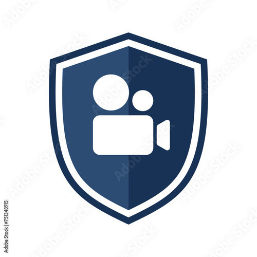 Shield icon with video camera. Vector illustration