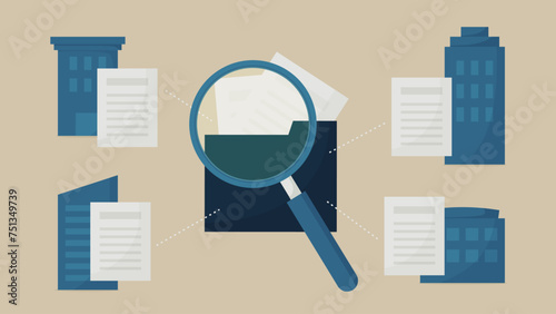 Information about each company is organized into folders. I'm looking at it with a magnifying glass.