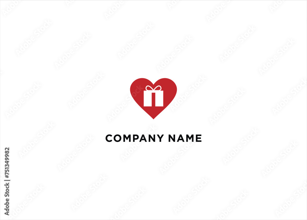 Love Gift Logo Design Illustration Stock Vector