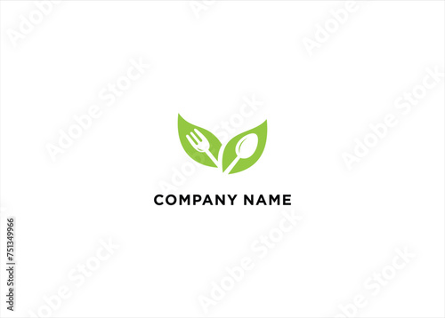 Leaf Logo Cutlery Design Illustration Spoon Stock Vector