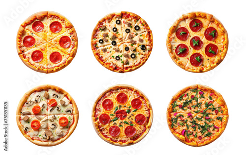 Variety Pizza Pack isolated on transparent Background