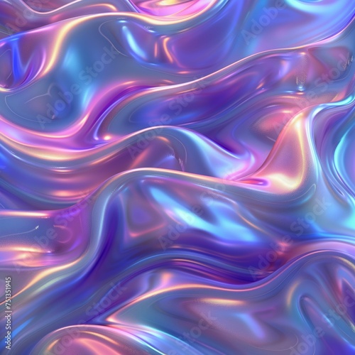 Surreal holographic ripples in a vibrant digital seascape