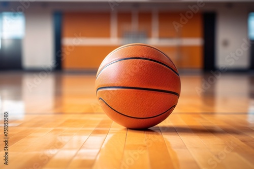 a basketball on a wooden floor