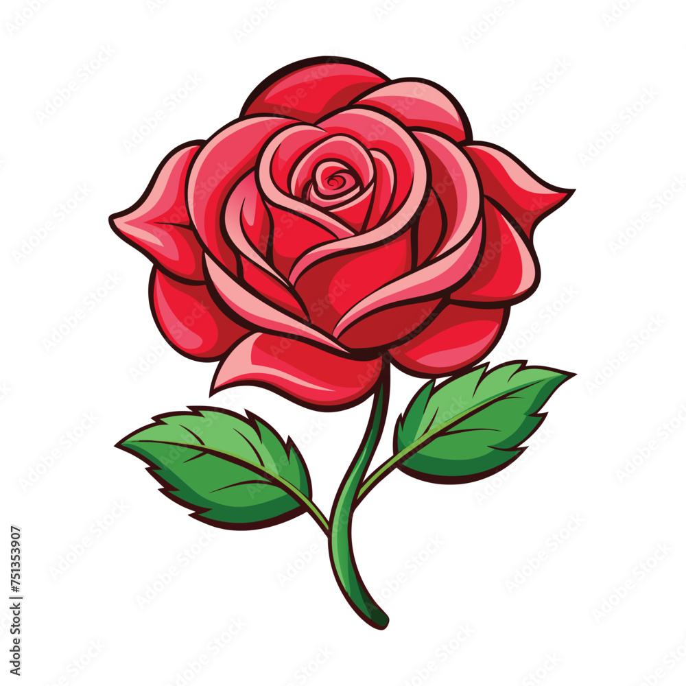 Rose flower Illustration on White Background Rose flower Illustration on White Background