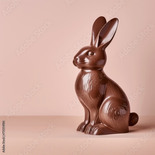 easter holiday background. Festive Easter chocolate bunny. Sweet chocolate rabbit