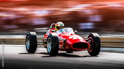 a man with a racing car is competing in a racing championship on a circuit using his racing car © Fajar
