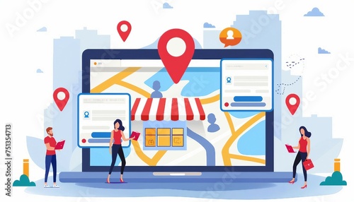 Local SEO Optimization for Businesses, local SEO optimization for businesses with an image showing marketers optimizing Google My Business listings, AI photo