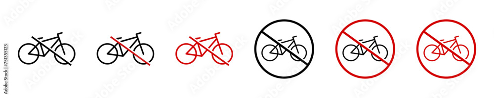 Symbol prohibited bicycle. Figure bike not allowed. Red prohibition sign. Modern icons forbidden bikes in vector design Symbol prohibited bicycle. Figure bike not allowed. Red prohibition sign. Modern icons forbidden bikes in vector design