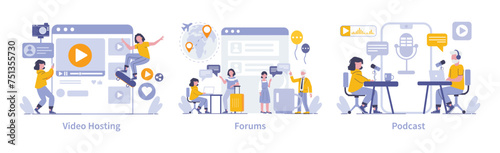 Internet mass media concept. Flat vector illustration.