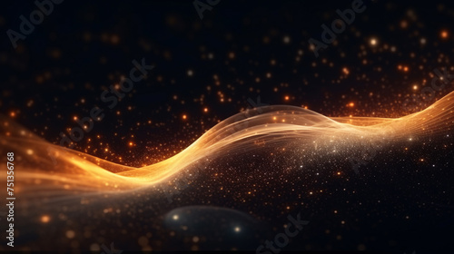 Abstract golden wave particle particle background 
