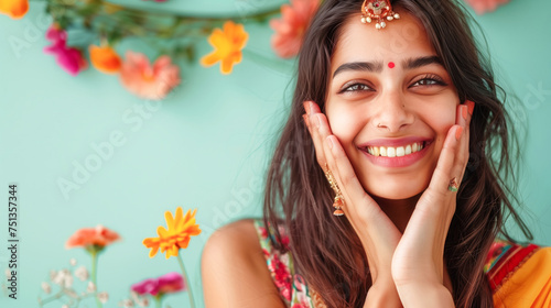 Smiling indian woman, beautiful, festive look © Graphic Master