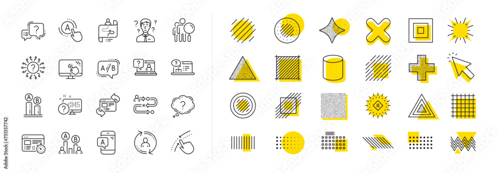 Set of AB testing, Journey path map and Question mark icons. Design ...