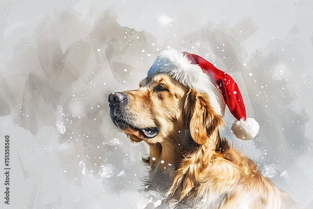 a dog wearing a santa hat