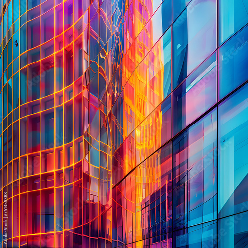 Abstract colorful glass building.
