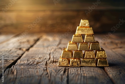 a pyramid of gold bars photo