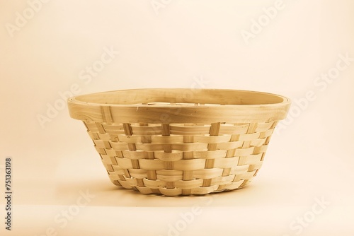 a basket on a white surface