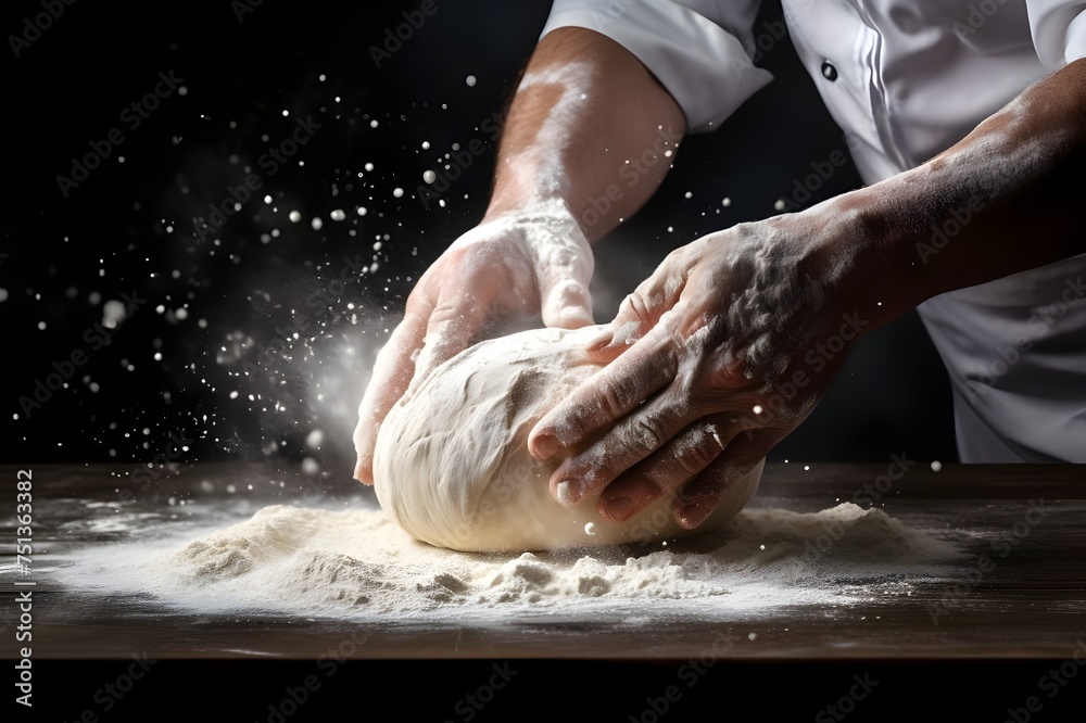 person kneading dough on the table