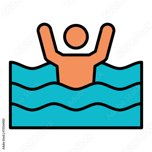   Drowning line filled icon