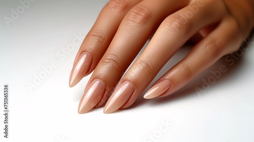 Close-Up of Manicured Fingernails Against a White Background