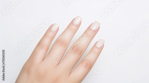 Close-Up View of a Manicured Hand Against White Background