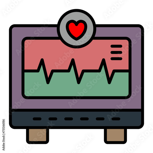  Cardiogram line filled icon