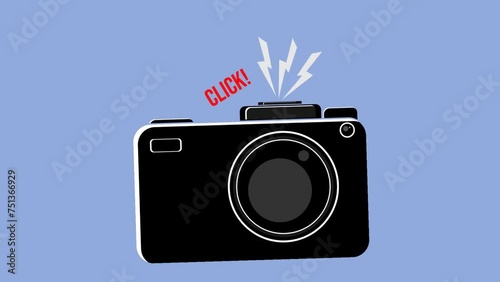 flat animation of a camera taking a picture