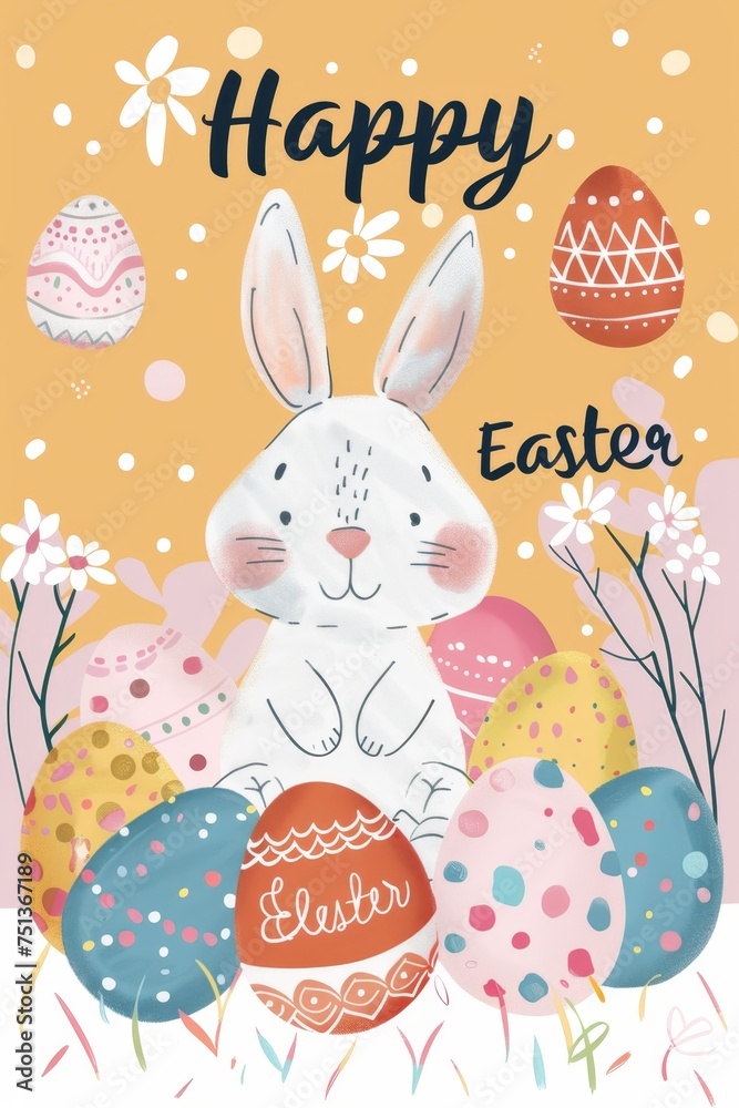 easter holiday background. Easter greeting card, pencil drawing and watercolor paints easter holiday background. Easter greeting card, pencil drawing and watercolor paints
