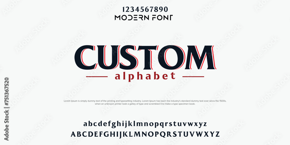 Custom 3d font design alphabet letters and numbers vector illustration.