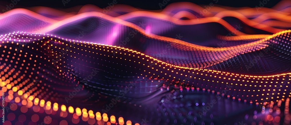 Fototapeta premium Futuristic technology abstract background with a glowing neon outline, tech background 