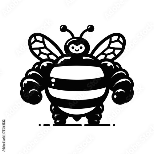 fat chunky bee character. Isolated vector illustration