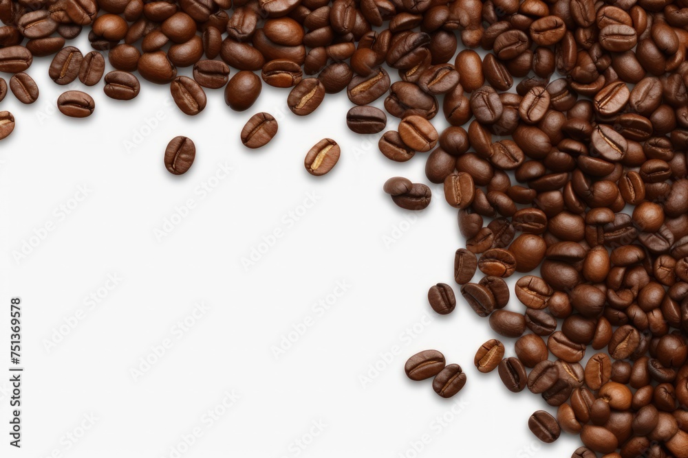 Fototapeta premium Coffee beans frame on a transparent background, cutout