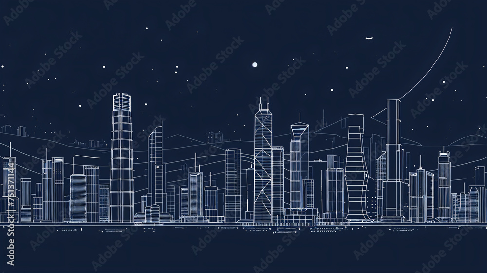 Abstract Chinese urban design illustration
