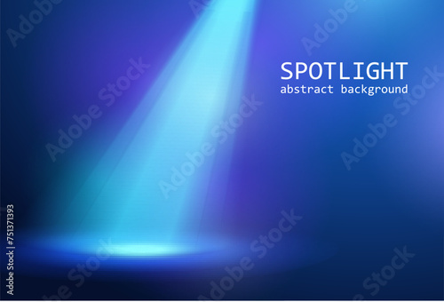 Blue Spotlight with rays on stage for your design. Colorful light.
