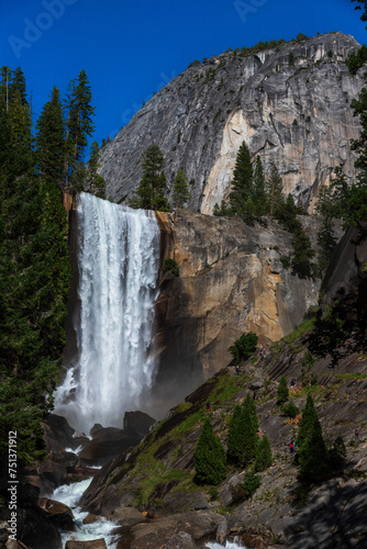 Beautiful Vernal Fall on the Mist Trail in Yosemite National Park  California  USA.