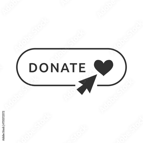 Donate button. Click button donate. Button for donation and charity. Donation by online payments.