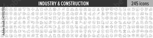 Industry and Construction linear icon collection. Big set of 245 Industry and Construction icons. Thin line icons collection. Vector illustration