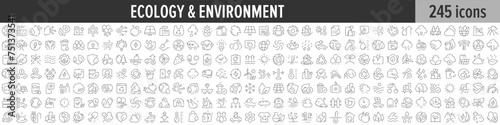 Ecology and Environment linear icon collection. Big set of 245 Ecology and Environment icons. Thin line icons collection. Vector illustration photo