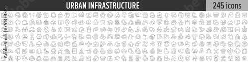 Urban Infrastructure linear icon collection. Big set of 245 Urban Infrastructure icons. Thin line icons collection. Vector illustration photo