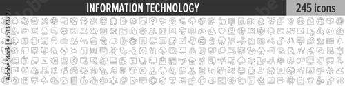 Information Technology linear icon collection. Big set of 245 Information Technology icons. Thin line icons collection. Vector illustration